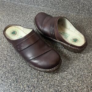 El Naturalista Brown Leather Slip On Mules women's Size EU 39 US 8.5 Clogs Spain